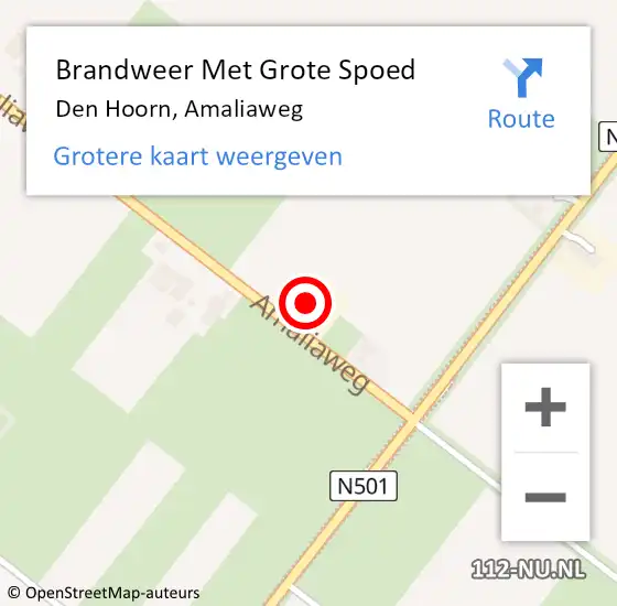 Locatie op kaart van de 112 melding: Brandweer Met Grote Spoed Naar Den Hoorn, Amaliaweg op 27 januari 2022 15:16