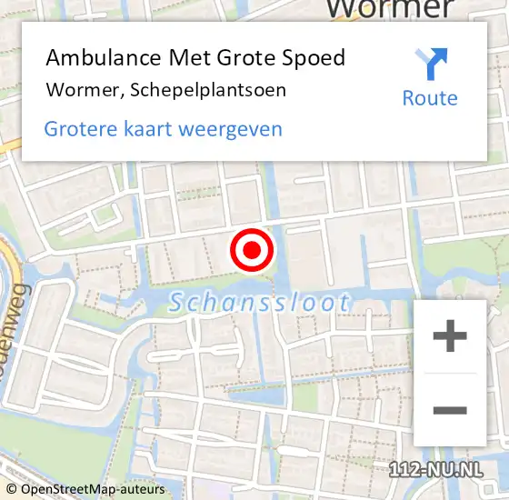 Locatie op kaart van de 112 melding: Ambulance Met Grote Spoed Naar Wormer, Schepelplantsoen op 27 januari 2022 15:19