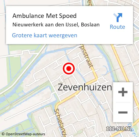 Locatie op kaart van de 112 melding: Ambulance Met Spoed Naar Zevenhuizen, Boslaan op 27 januari 2022 15:23