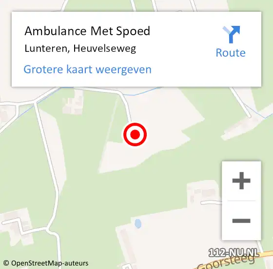 Locatie op kaart van de 112 melding: Ambulance Met Spoed Naar Lunteren, Heuvelseweg op 27 januari 2022 15:30