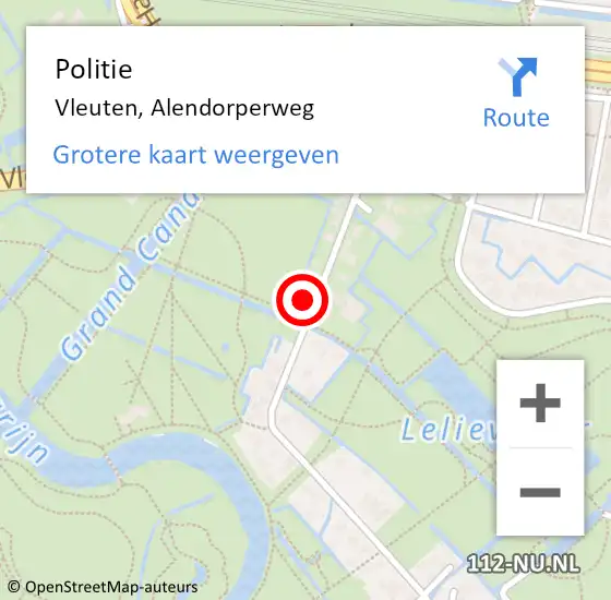 Locatie op kaart van de 112 melding: Politie Vleuten, Alendorperweg op 27 januari 2022 15:43