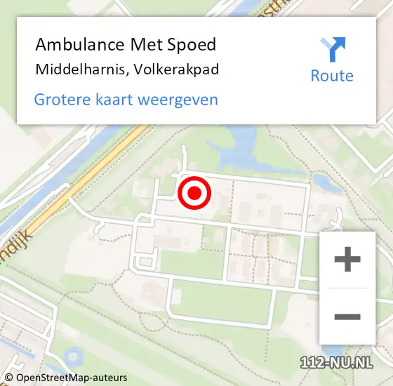 Locatie op kaart van de 112 melding: Ambulance Met Spoed Naar Middelharnis, Volkerakpad op 27 januari 2022 16:08