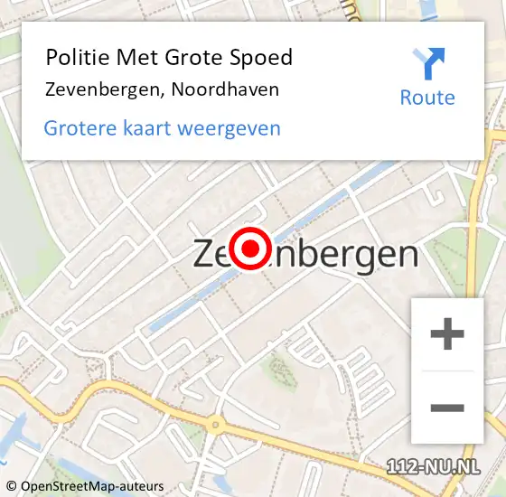 Locatie op kaart van de 112 melding: Politie Met Grote Spoed Naar Zevenbergen, Noordhaven op 27 januari 2022 16:11