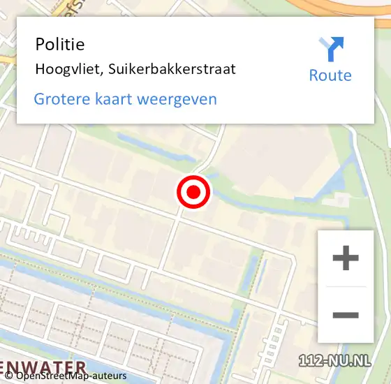 Locatie op kaart van de 112 melding: Politie Hoogvliet, Suikerbakkerstraat op 27 januari 2022 16:19