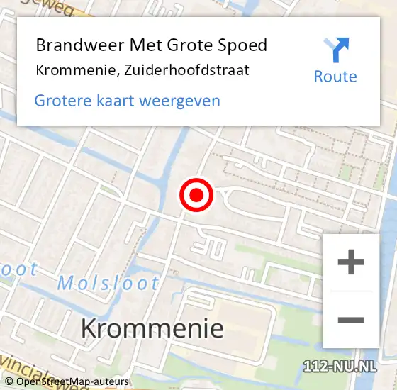 Locatie op kaart van de 112 melding: Brandweer Met Grote Spoed Naar Krommenie, Zuiderhoofdstraat op 27 januari 2022 16:23