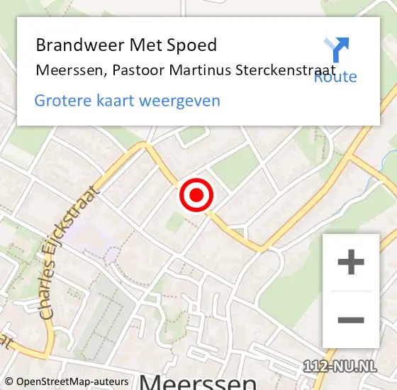 Locatie op kaart van de 112 melding: Brandweer Met Spoed Naar Meerssen, Pastoor Martinus Sterckenstraat op 27 januari 2022 16:57