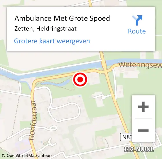 Locatie op kaart van de 112 melding: Ambulance Met Grote Spoed Naar Zetten, Heldringstraat op 27 januari 2022 17:27