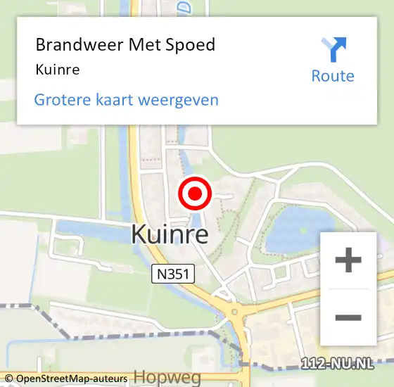 Locatie op kaart van de 112 melding: Brandweer Met Spoed Naar Kuinre op 27 januari 2022 17:36