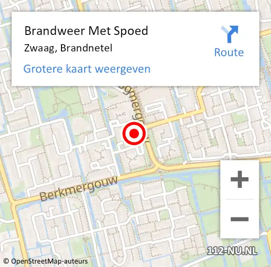 Locatie op kaart van de 112 melding: Brandweer Met Spoed Naar Zwaag, Brandnetel op 27 januari 2022 17:40