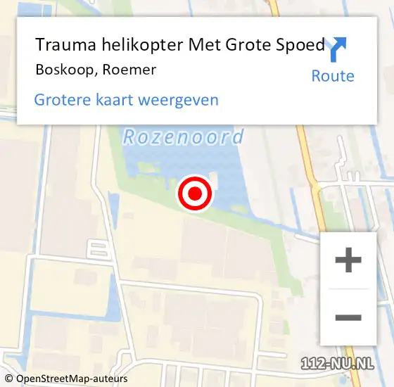 Locatie op kaart van de 112 melding: Trauma helikopter Met Grote Spoed Naar Boskoop, Roemer op 27 januari 2022 17:45