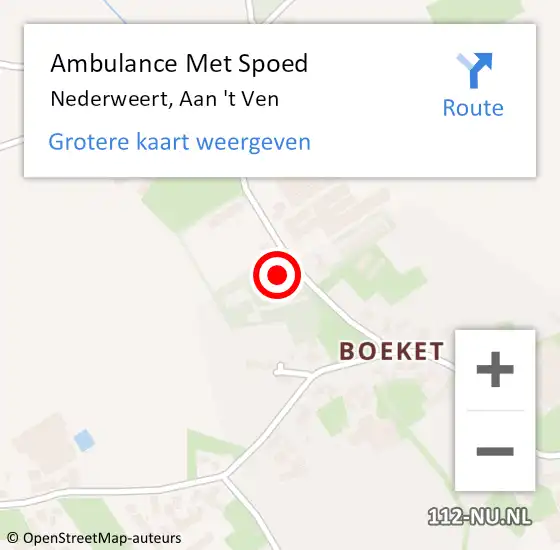 Locatie op kaart van de 112 melding: Ambulance Met Spoed Naar Nederweert, Aan 't Ven op 27 januari 2022 17:45