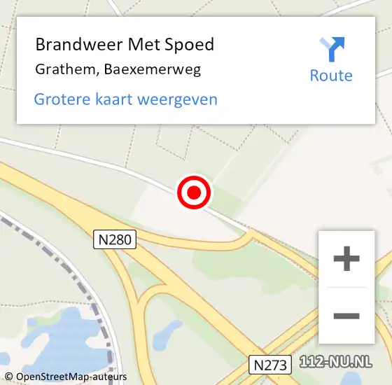 Locatie op kaart van de 112 melding: Brandweer Met Spoed Naar Grathem, Baexemerweg op 27 januari 2022 17:51