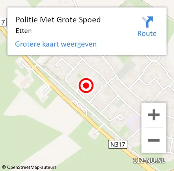 Locatie op kaart van de 112 melding: Politie Met Grote Spoed Naar Etten op 27 januari 2022 18:01