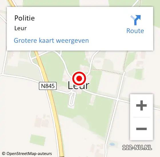 Locatie op kaart van de 112 melding: Politie Leur op 27 januari 2022 18:01