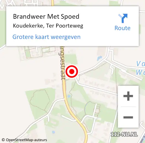 Locatie op kaart van de 112 melding: Brandweer Met Spoed Naar Koudekerke, Ter Poorteweg op 27 januari 2022 18:02