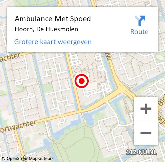 Locatie op kaart van de 112 melding: Ambulance Met Spoed Naar Hoorn, De Huesmolen op 27 januari 2022 18:10