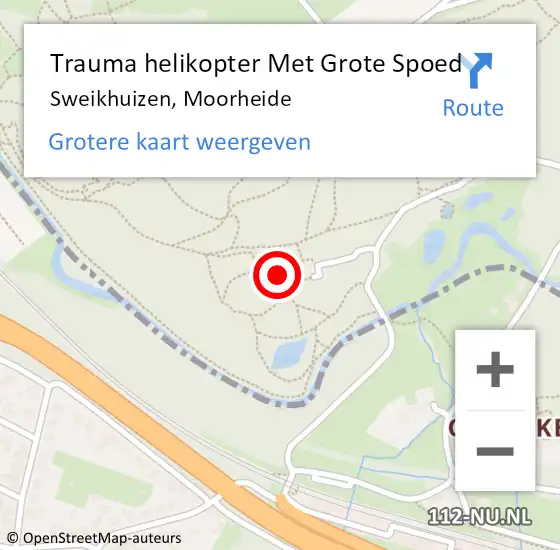 Locatie op kaart van de 112 melding: Trauma helikopter Met Grote Spoed Naar Sweikhuizen, Moorheide op 27 januari 2022 18:29