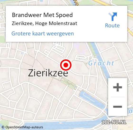 Locatie op kaart van de 112 melding: Brandweer Met Spoed Naar Zierikzee, Hoge Molenstraat op 27 januari 2022 18:30