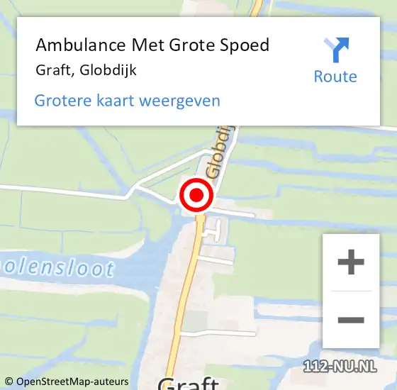 Locatie op kaart van de 112 melding: Ambulance Met Grote Spoed Naar Graft, Globdijk op 27 januari 2022 18:49