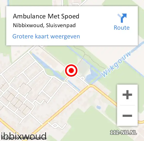 Locatie op kaart van de 112 melding: Ambulance Met Spoed Naar Nibbixwoud, Sluisvenpad op 27 januari 2022 19:07