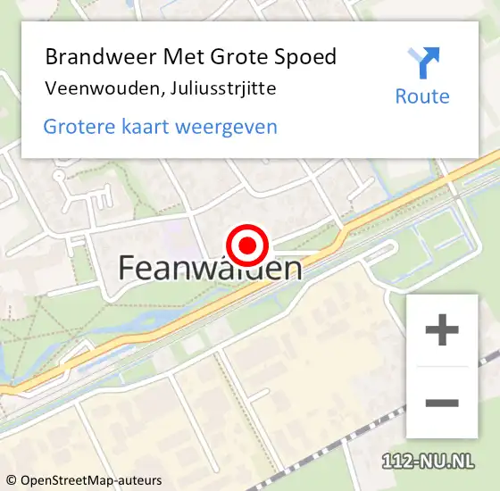 Locatie op kaart van de 112 melding: Brandweer Met Grote Spoed Naar Veenwouden, Juliusstrjitte op 27 januari 2022 19:12