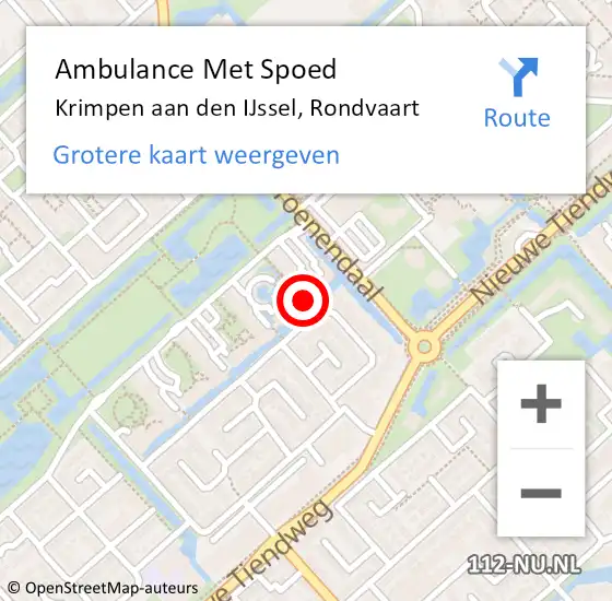 Locatie op kaart van de 112 melding: Ambulance Met Spoed Naar Krimpen aan den IJssel, Rondvaart op 27 januari 2022 19:20