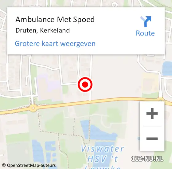 Locatie op kaart van de 112 melding: Ambulance Met Spoed Naar Druten, Kerkeland op 27 januari 2022 19:27