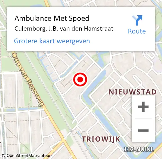 Locatie op kaart van de 112 melding: Ambulance Met Spoed Naar Culemborg, J.B. van den Hamstraat op 27 januari 2022 19:28