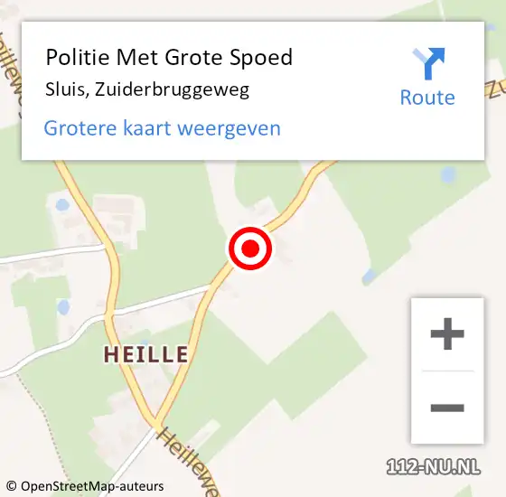 Locatie op kaart van de 112 melding: Politie Met Grote Spoed Naar Sluis, Zuiderbruggeweg op 27 januari 2022 19:29