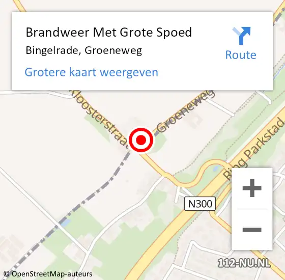 Locatie op kaart van de 112 melding: Brandweer Met Grote Spoed Naar Bingelrade, Groeneweg op 27 januari 2022 19:30