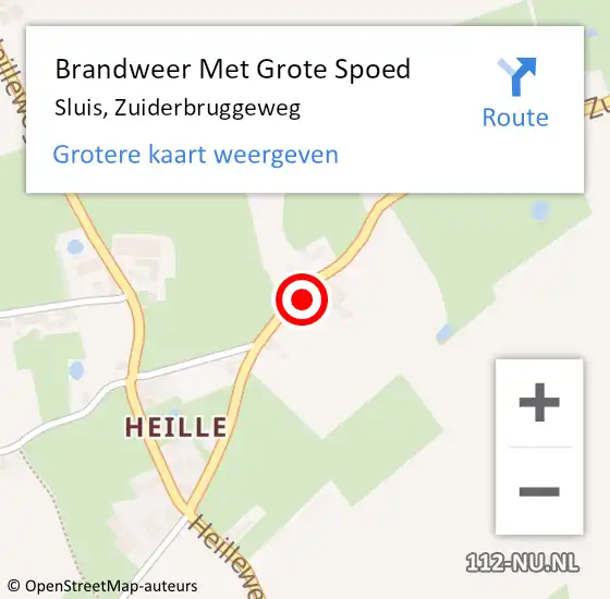 Locatie op kaart van de 112 melding: Brandweer Met Grote Spoed Naar Sluis, Zuiderbruggeweg op 27 januari 2022 19:33