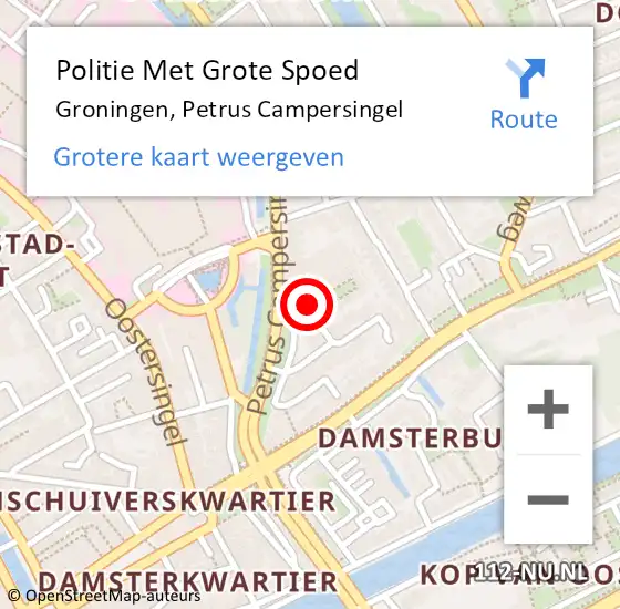 Locatie op kaart van de 112 melding: Politie Met Grote Spoed Naar Groningen, Petrus Campersingel op 27 januari 2022 19:33