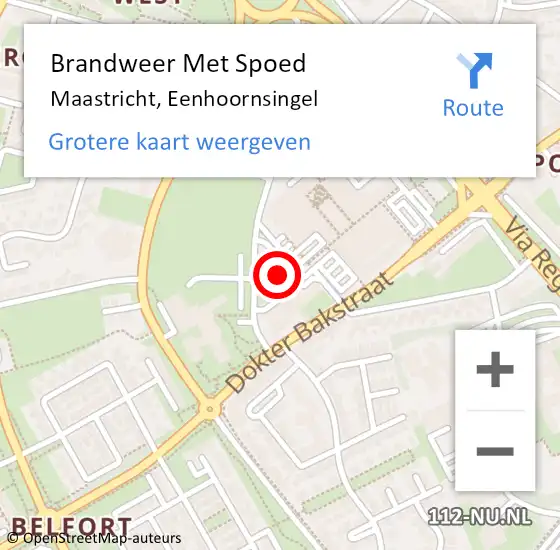 Locatie op kaart van de 112 melding: Brandweer Met Spoed Naar Maastricht, Eenhoornsingel op 27 januari 2022 19:35