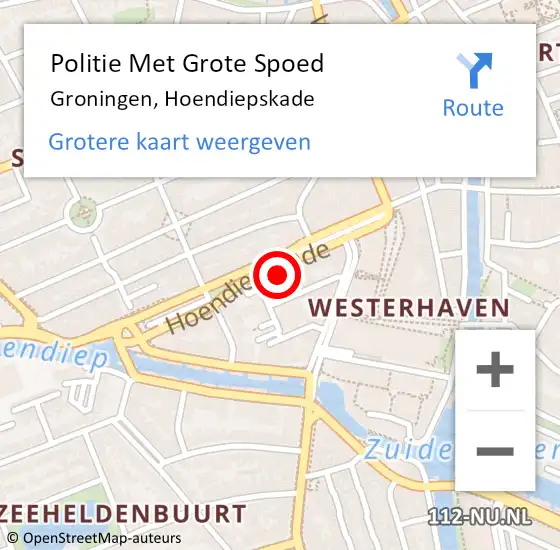 Locatie op kaart van de 112 melding: Politie Met Grote Spoed Naar Groningen, Hoendiepskade op 27 januari 2022 19:41