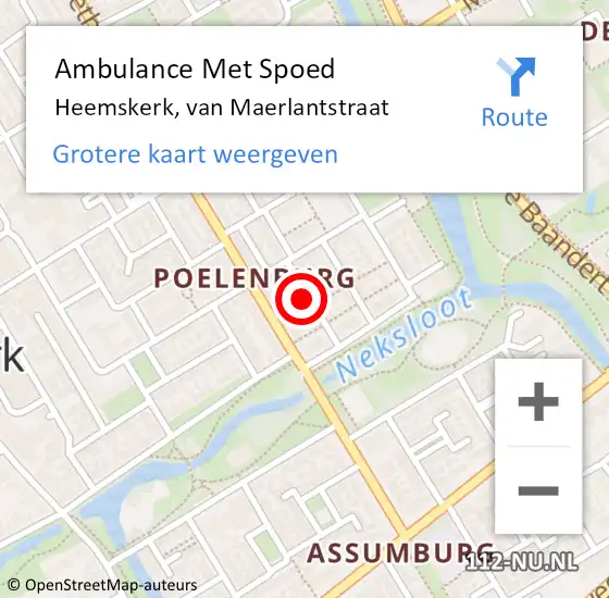 Locatie op kaart van de 112 melding: Ambulance Met Spoed Naar Heemskerk, van Maerlantstraat op 27 januari 2022 19:55