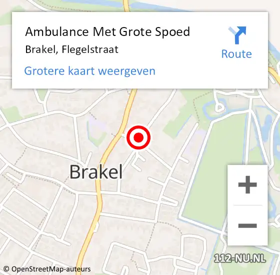 Locatie op kaart van de 112 melding: Ambulance Met Grote Spoed Naar Brakel, Flegelstraat op 27 januari 2022 20:16