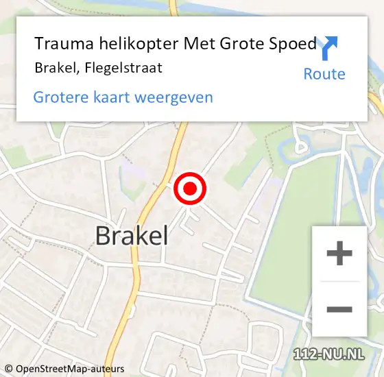 Locatie op kaart van de 112 melding: Trauma helikopter Met Grote Spoed Naar Brakel, Flegelstraat op 27 januari 2022 20:18