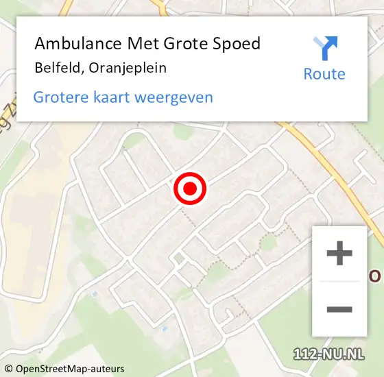 Locatie op kaart van de 112 melding: Ambulance Met Grote Spoed Naar Belfeld, Oranjeplein op 6 juli 2014 14:52