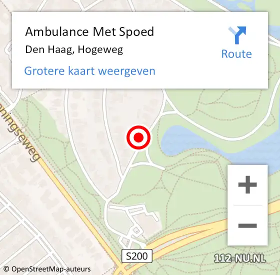Locatie op kaart van de 112 melding: Ambulance Met Spoed Naar Den Haag, Hogeweg op 27 januari 2022 20:52