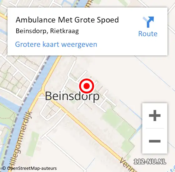 Locatie op kaart van de 112 melding: Ambulance Met Grote Spoed Naar Beinsdorp, Rietkraag op 27 januari 2022 21:17