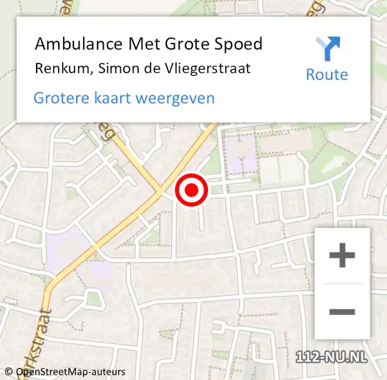 Locatie op kaart van de 112 melding: Ambulance Met Grote Spoed Naar Renkum, Simon de Vliegerstraat op 27 januari 2022 21:24