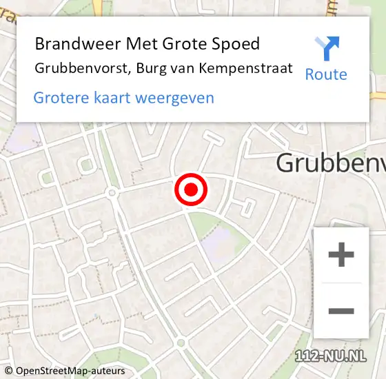 Locatie op kaart van de 112 melding: Brandweer Met Grote Spoed Naar Grubbenvorst, Burg van Kempenstraat op 27 januari 2022 21:29