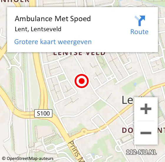 Locatie op kaart van de 112 melding: Ambulance Met Spoed Naar Lent, Lentseveld op 27 januari 2022 21:31