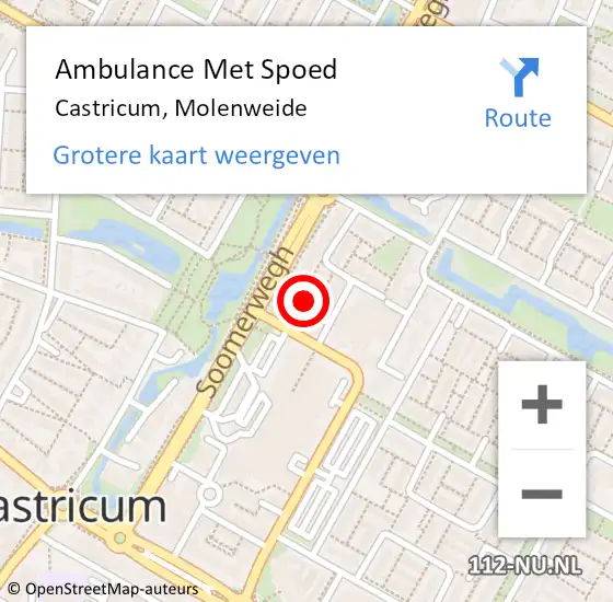 Locatie op kaart van de 112 melding: Ambulance Met Spoed Naar Castricum, Molenweide op 27 januari 2022 21:39