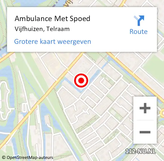 Locatie op kaart van de 112 melding: Ambulance Met Spoed Naar Vijfhuizen, Telraam op 27 januari 2022 21:44