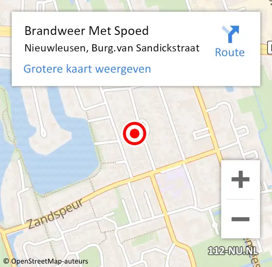 Locatie op kaart van de 112 melding: Brandweer Met Spoed Naar Nieuwleusen, Burg.van Sandickstraat op 27 januari 2022 21:57