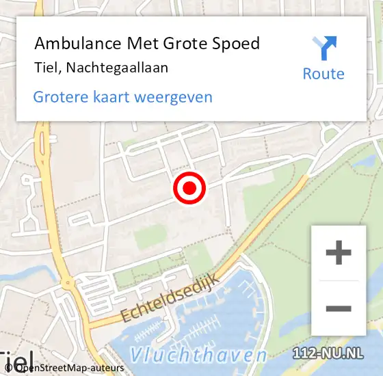 Locatie op kaart van de 112 melding: Ambulance Met Grote Spoed Naar Tiel, Nachtegaallaan op 27 januari 2022 22:00