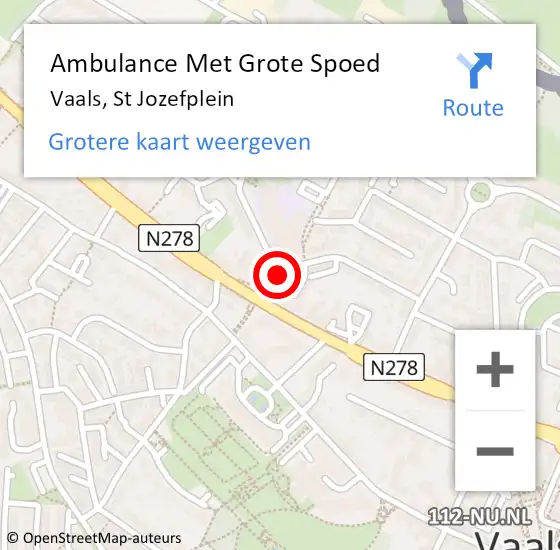 Locatie op kaart van de 112 melding: Ambulance Met Grote Spoed Naar Vaals, St Jozefplein op 6 juli 2014 14:57