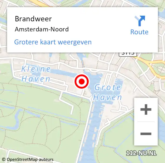 Locatie op kaart van de 112 melding: Brandweer Amsterdam-Noord op 6 juli 2014 14:59