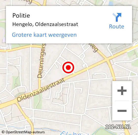 Locatie op kaart van de 112 melding: Politie Hengelo, Oldenzaalsestraat op 27 januari 2022 22:30